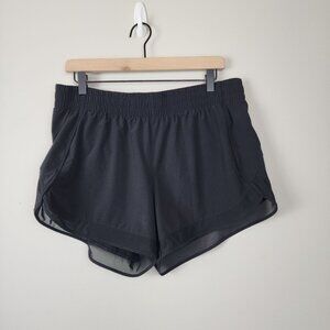 Athleta black mesh  racer run shorts sz L  4" inseam